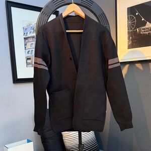 Parker & Finch Giancarlo Black Cardigan with Gray Stripes size M